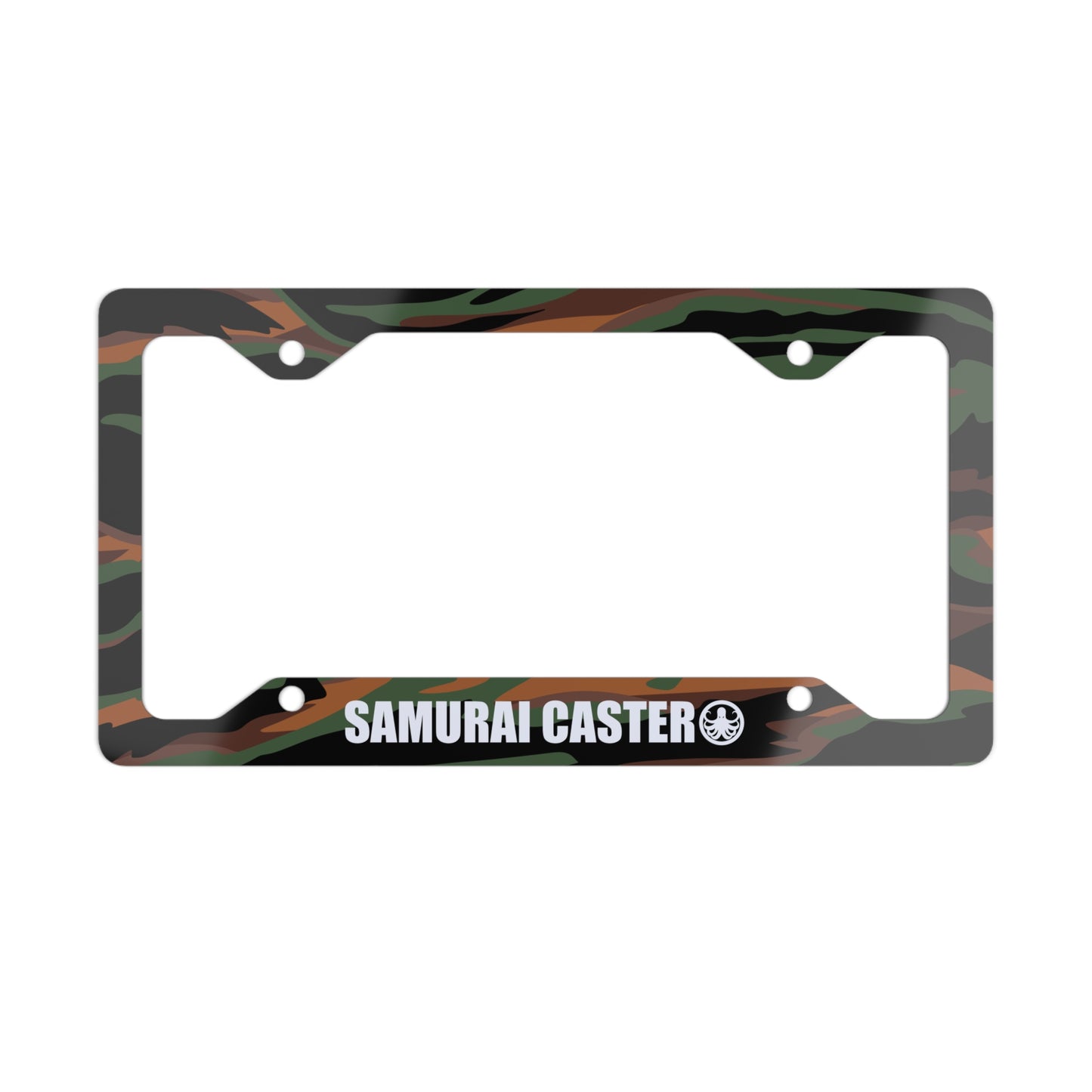 Metal License Plate Frame Green Tiger Camo Design