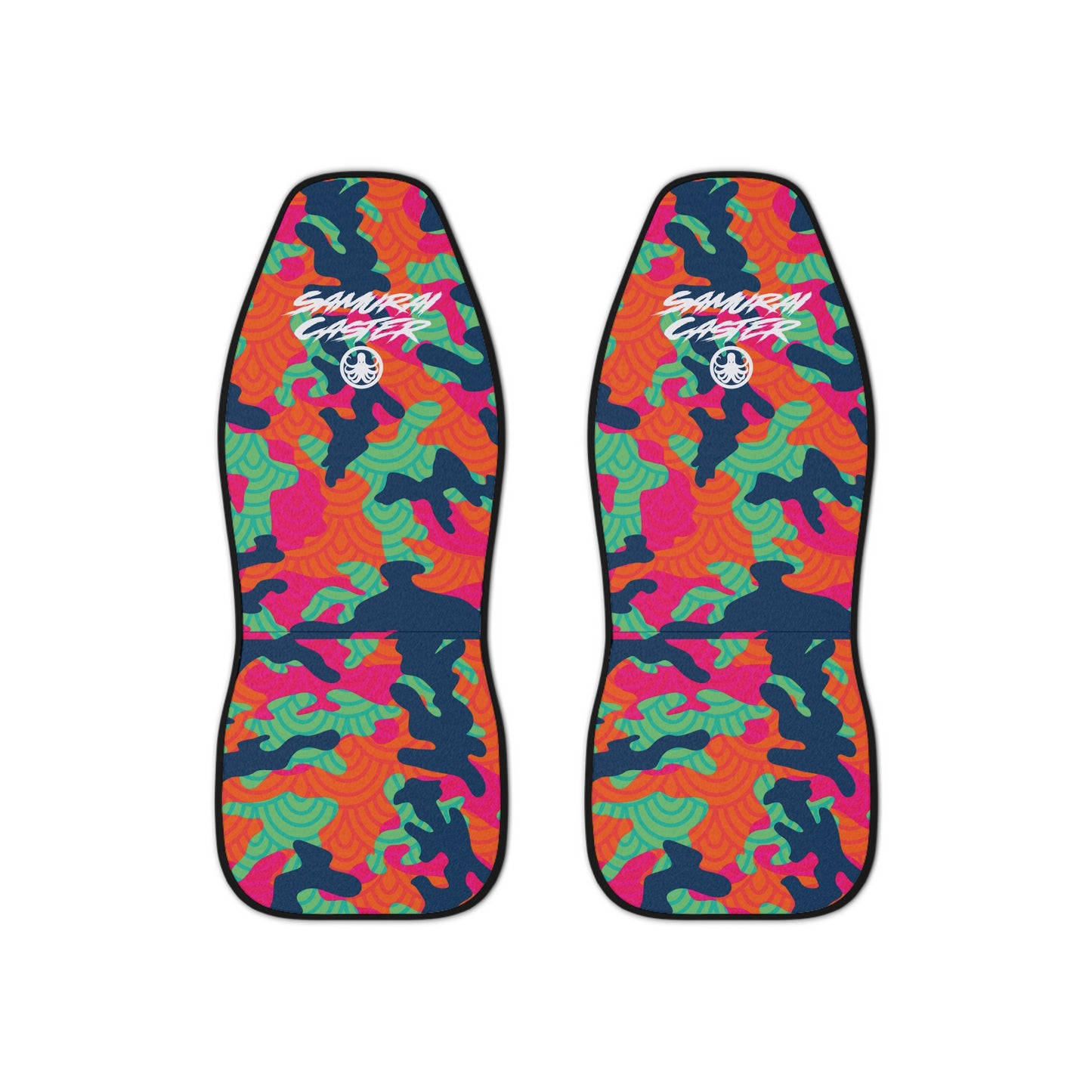 Seat Cover Orange Woodland Fish Scale Camo