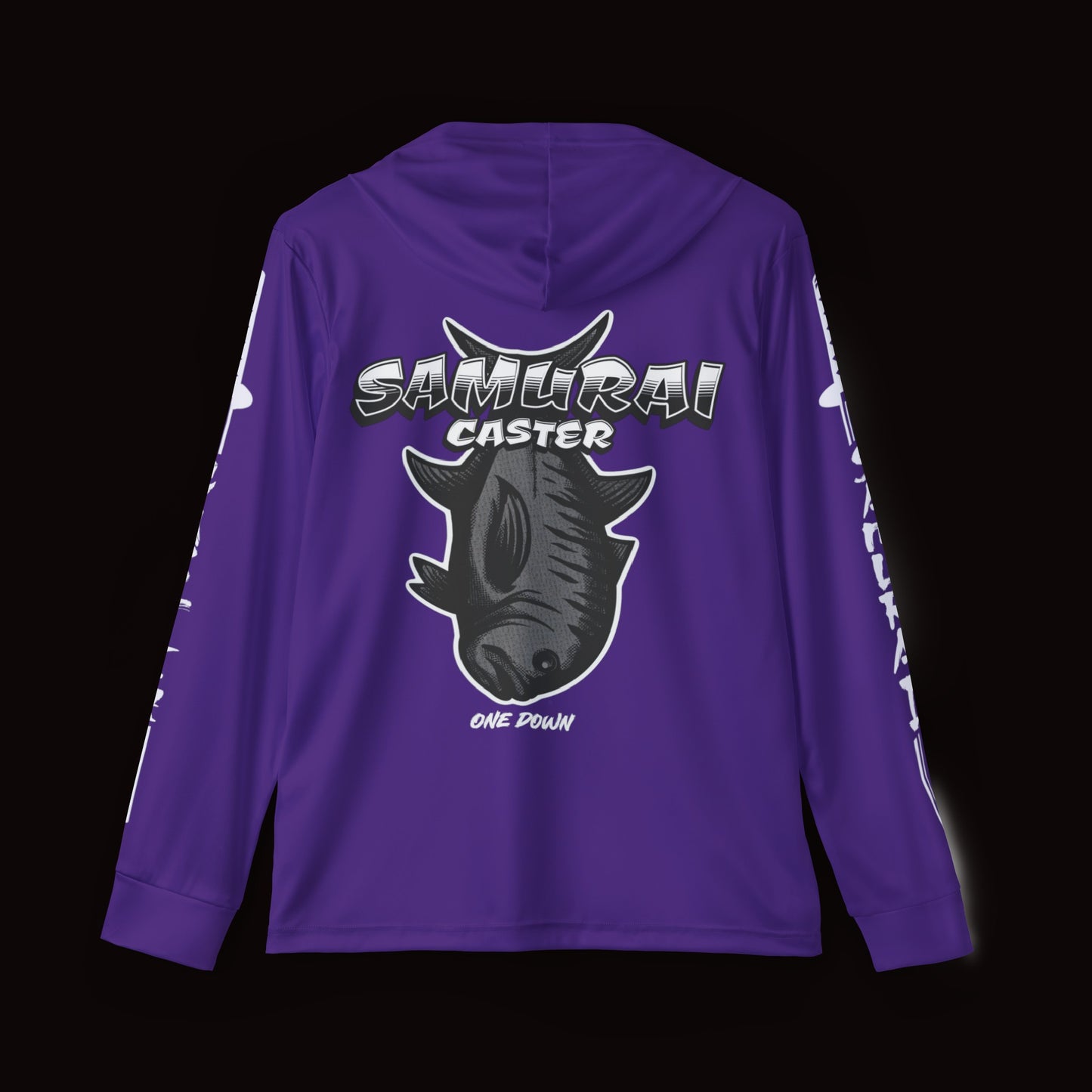Moisture-Wicking Hoodie Purple Ulua (Trevally) Design