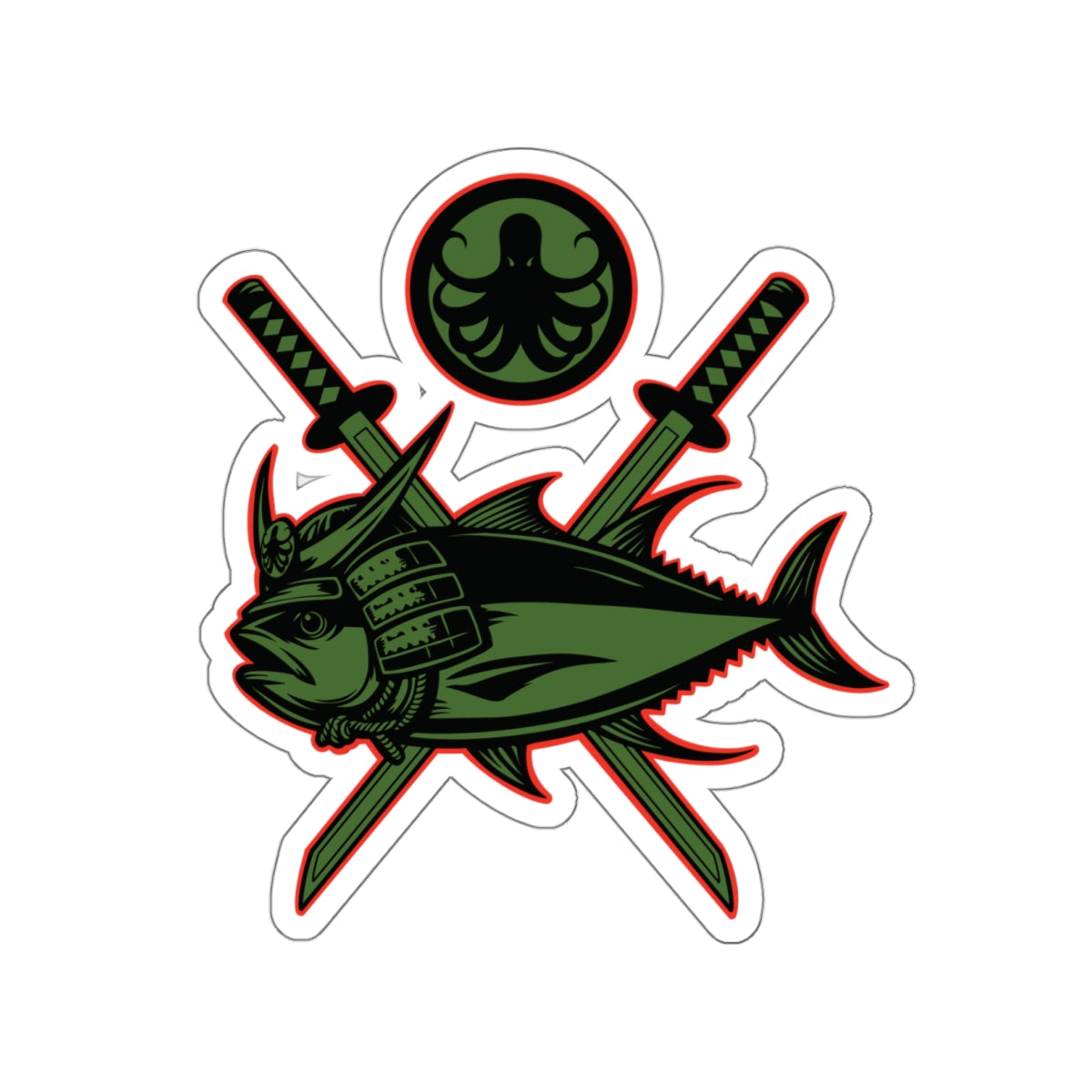 Samurai Caster Logo Green Ahi Die-Cut Sticker