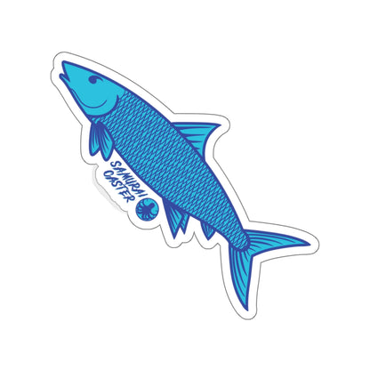 Samurai Caster Logo Blue Bone Fish Die-Cut Sticker