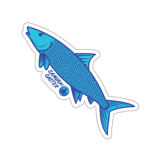 Samurai Caster Logo Blue Bone Fish Die-Cut Sticker