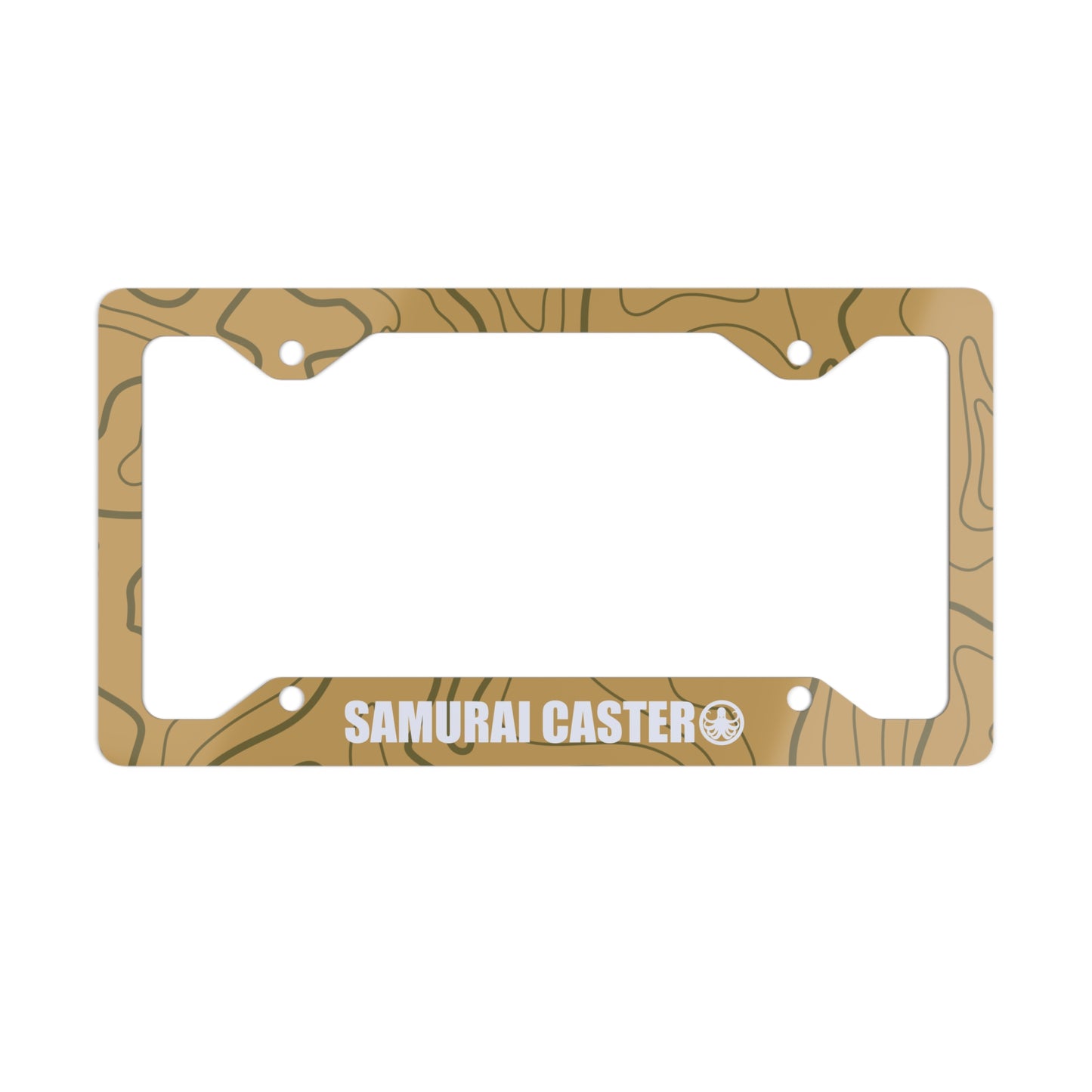 Metal License Plate Frame Tan Topography Design