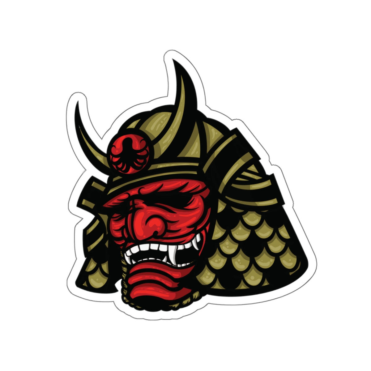 Samurai Caster Red an Gold Helmet Logo Die-Cut Sticker