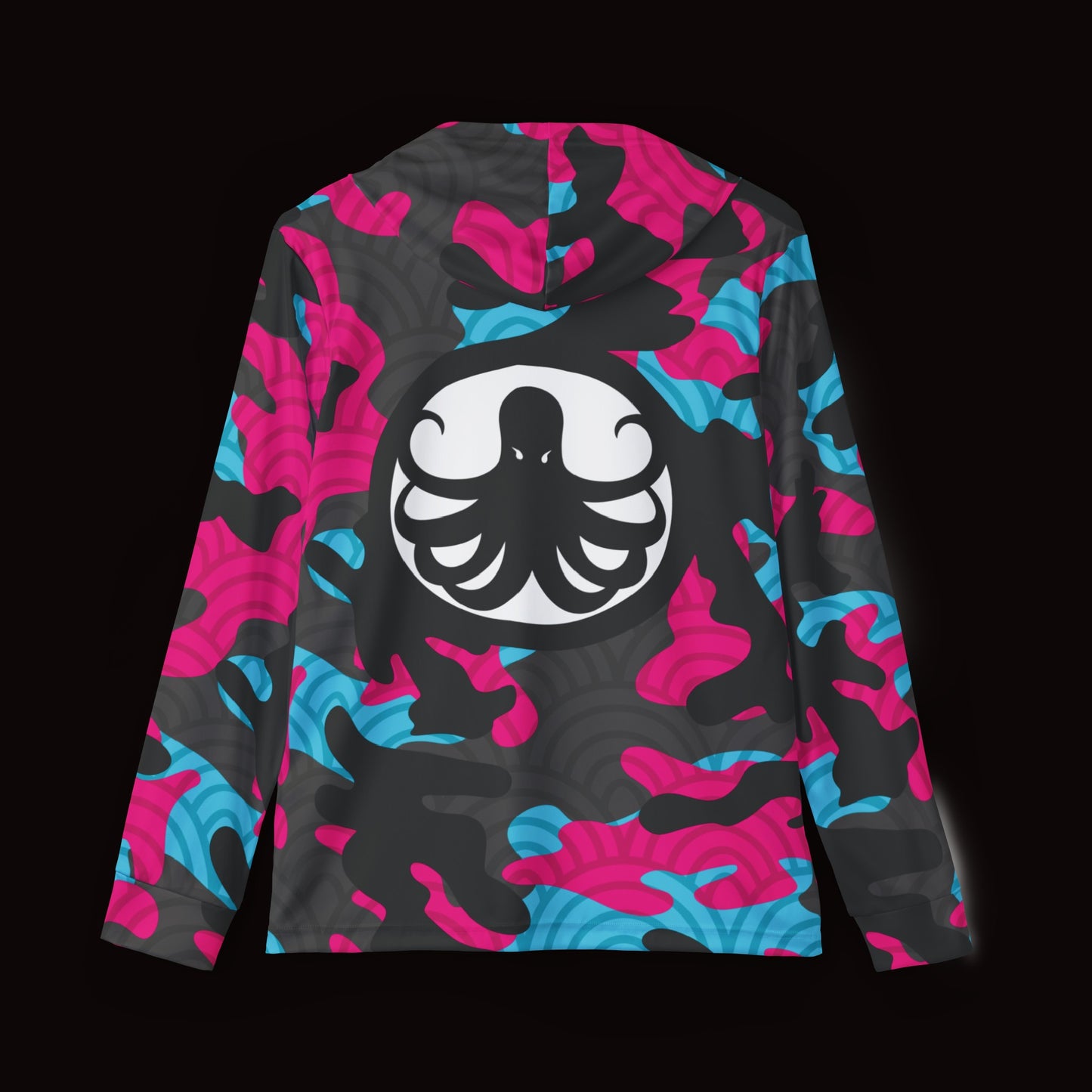 Moisture-Wicking Hoodie Pink Fish Scale Camo Samurai Helmet