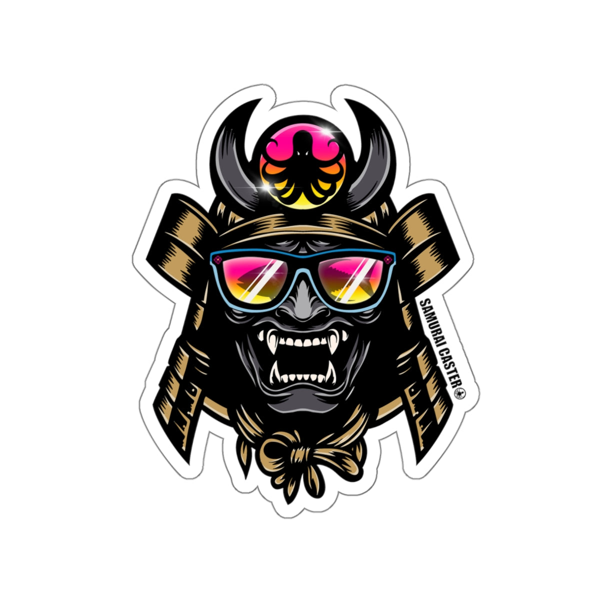 Samurai Caster Mask Die-Cut Sticker