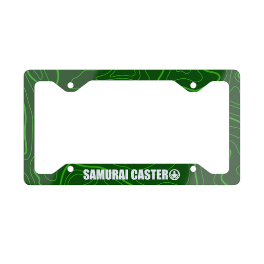 Metal License Plate Frame Green Topography Design