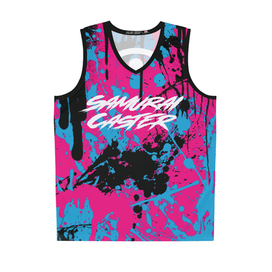 Moisture-wicking Jersey Pink Splatter Paint Design