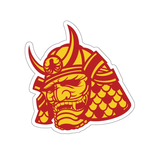 Samurai Caster Red & Yellow Helmet Logo Die-Cut Sticker