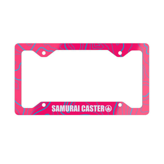 Metal License Plate Frame Pink Topography Design