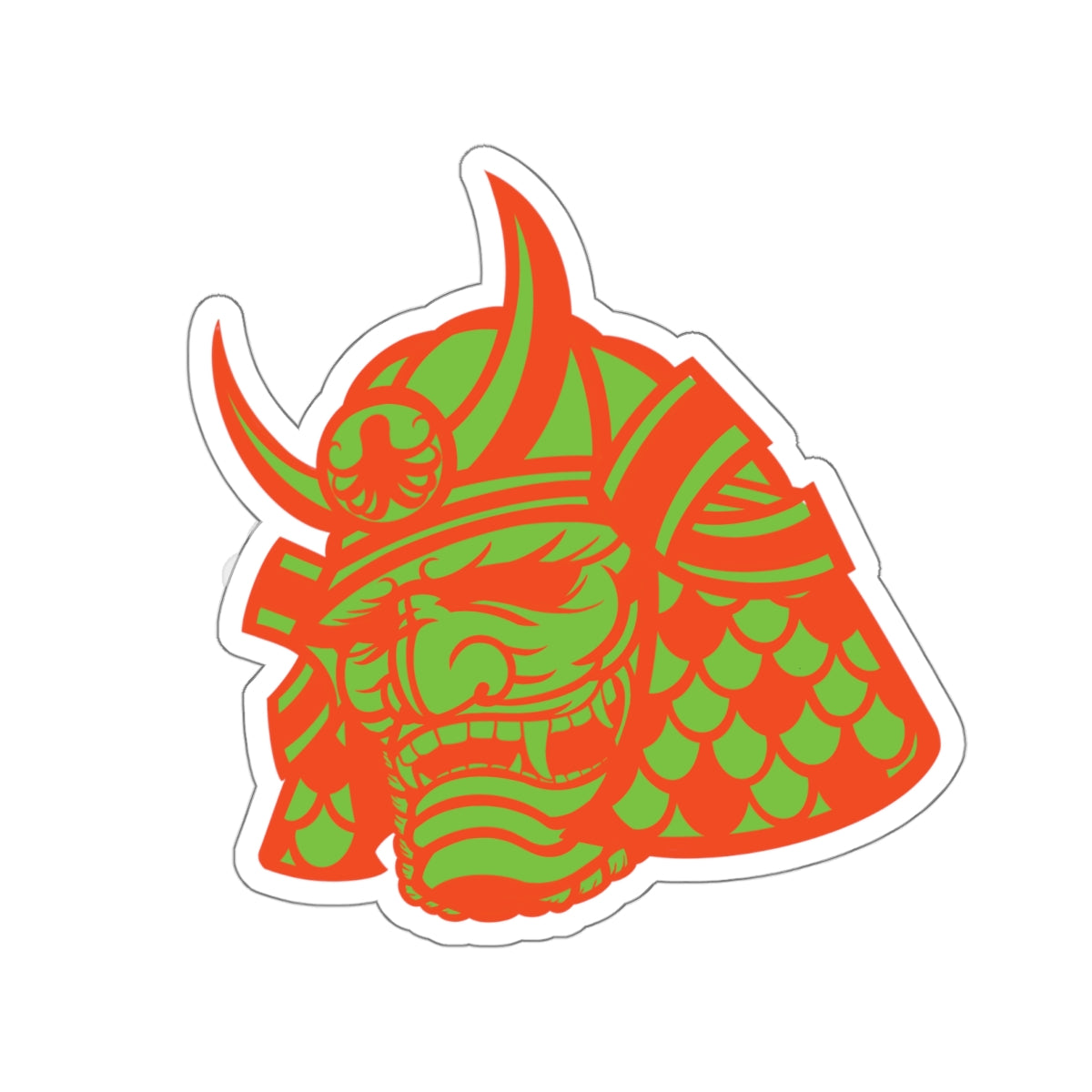 Samurai Caster Orange & Green Helmet Logo Die-Cut Sticker