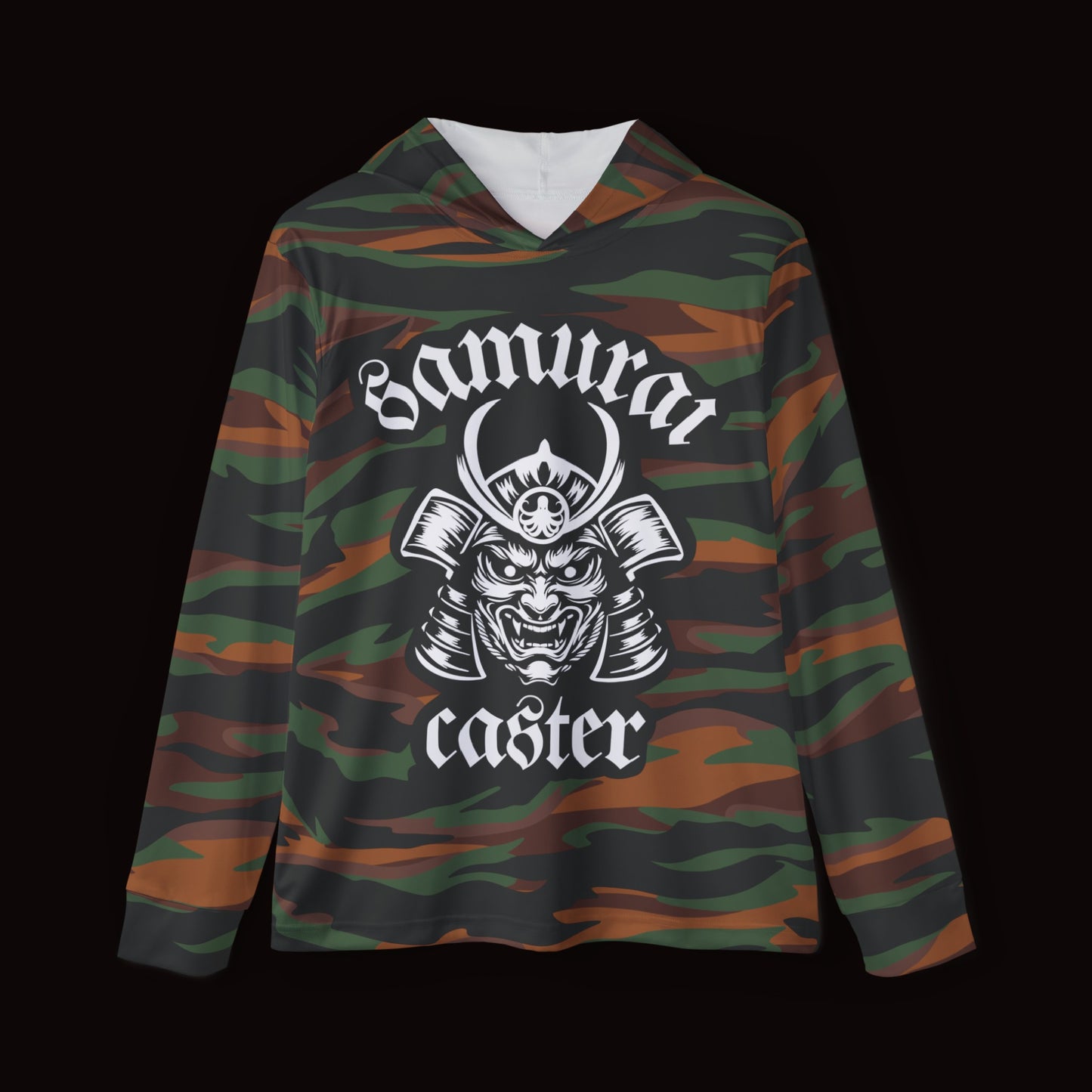 Moisture-Wicking Hoodie Green Tiger Camo Samurai Helmet