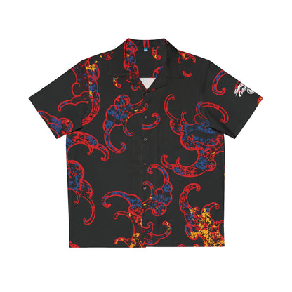 Button Down Shirt Red Great Wave Camo