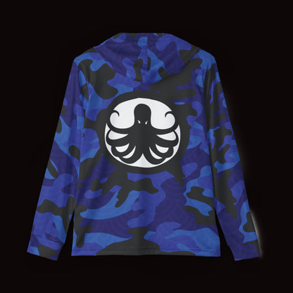 Moisture-Wicking Hoodie Blue Fish Scale Camo Samurai Helmet