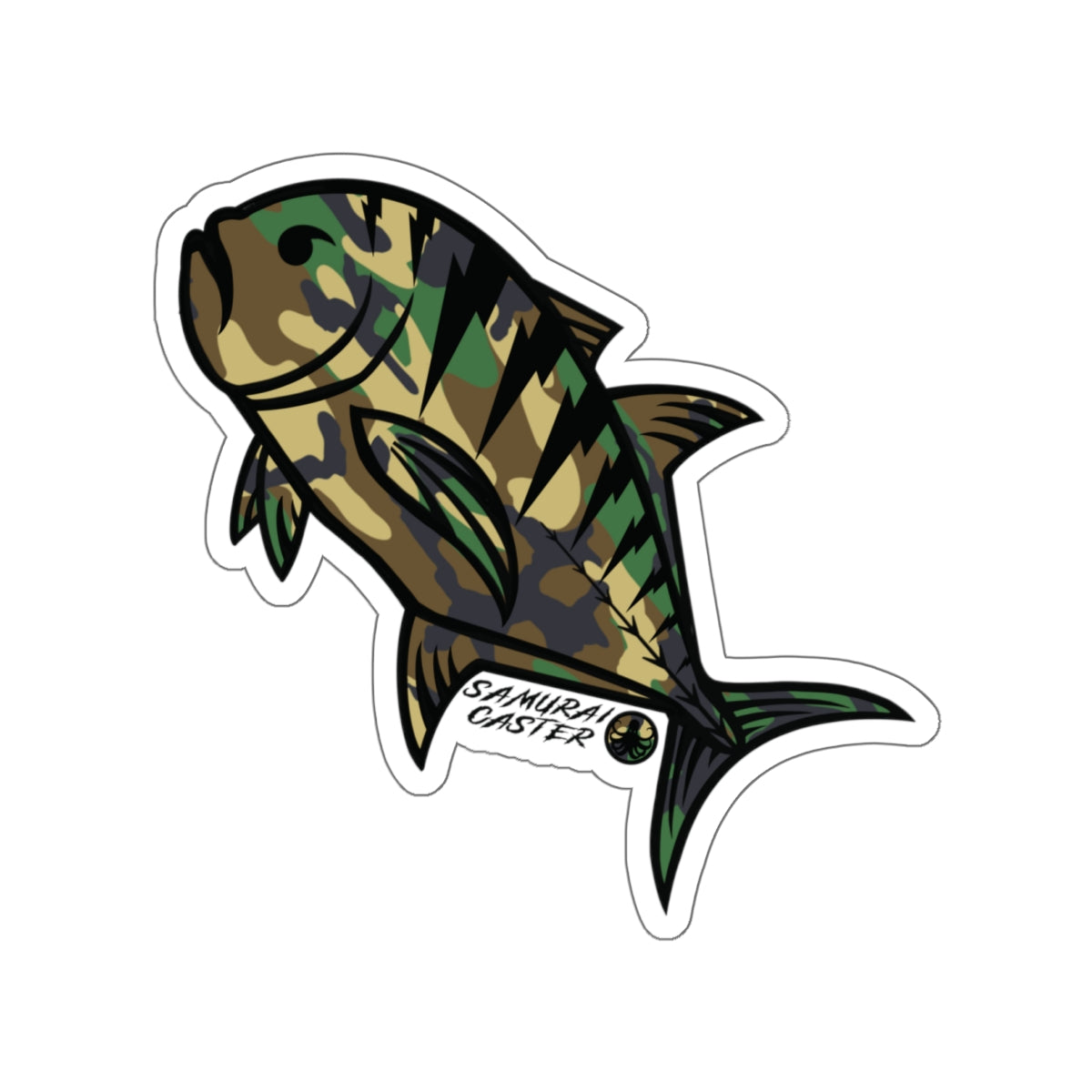 Samurai Caster Logo Woodland Camo Ulua Die-Cut Sticker