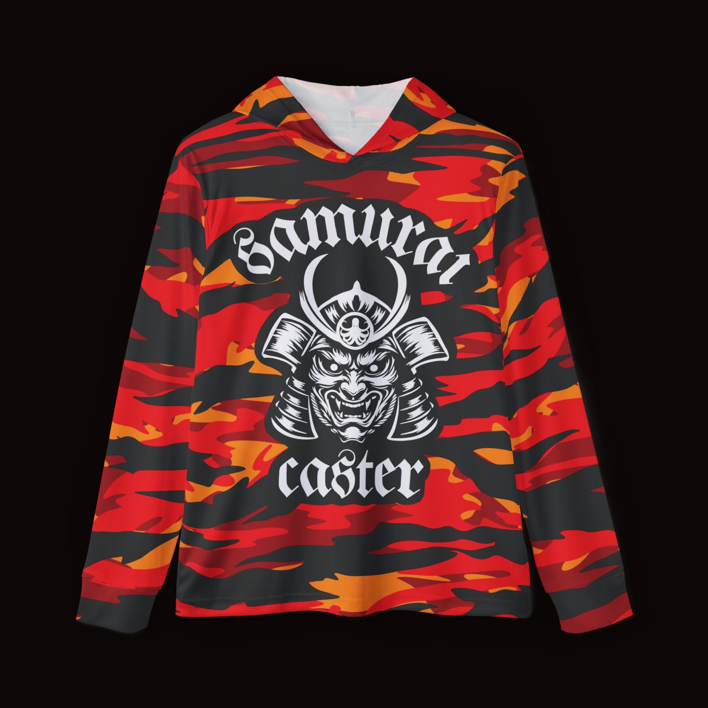 Moisture-Wicking Hoodie Red Tiger Camo Samurai Helmet