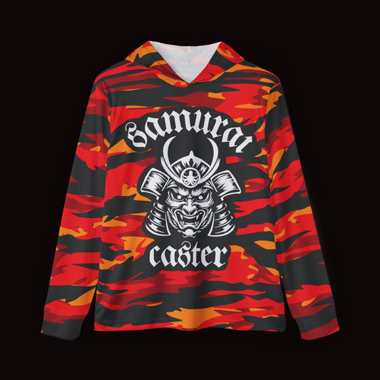 Moisture-Wicking Hoodie Red Tiger Camo Samurai Helmet