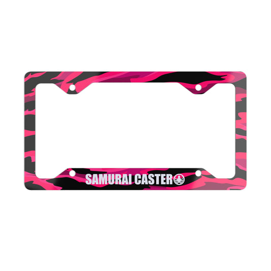 Metal License Plate Frame Pink Tiger Camo Design