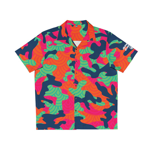 Button Down Shirt Orange Fish Scale Camo