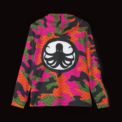 Moisture-Wicking Hoodie Orange & Pink Fish Scale Camo Samurai Helmet