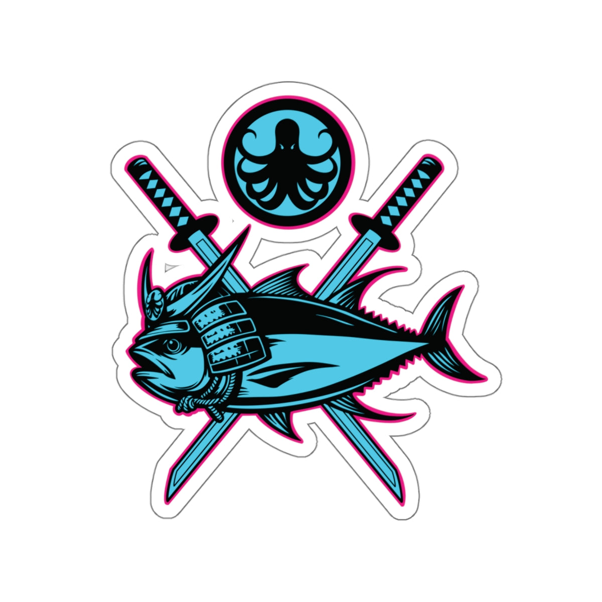 Samurai Caster Logo Blue Ahi Die-Cut Sticker