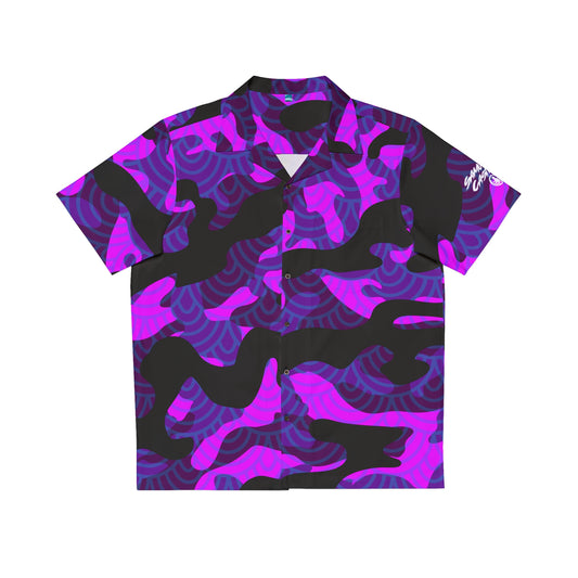 Button Down Shirt Purple Fish Scale Camo