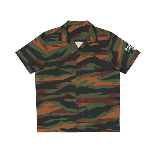 Button Down Shirt Green Tiger Camo